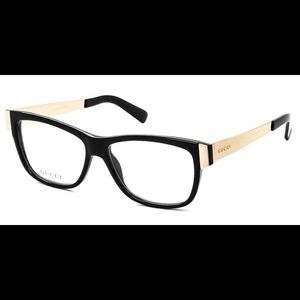 Gucci Eyeglass Frames Black with Gold Accent